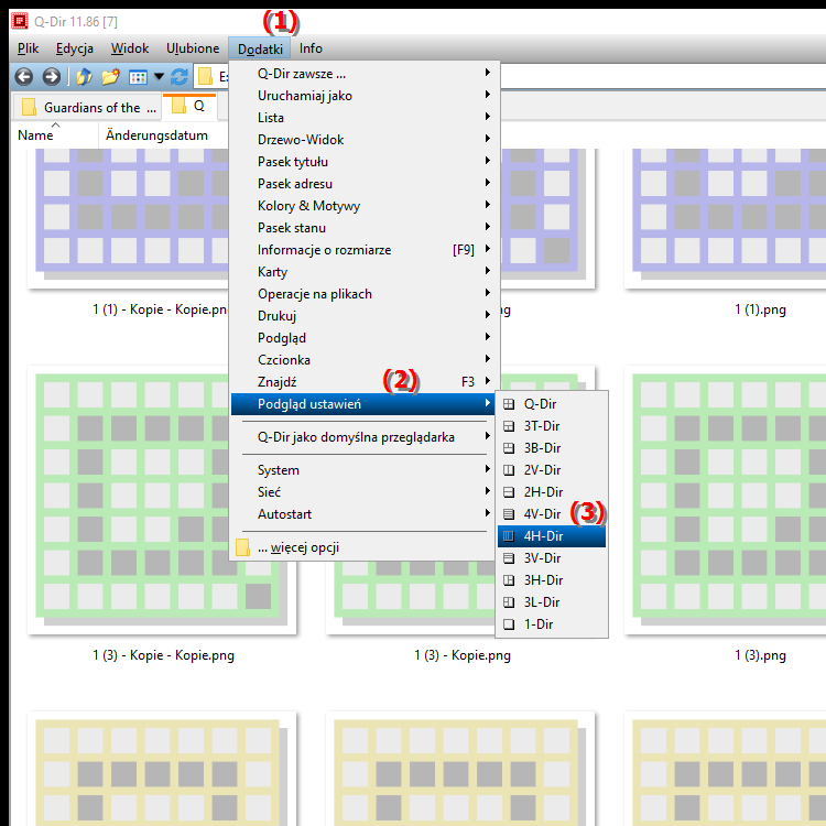 Jaki jest widok Eksploratora plików Quad 4H Dir